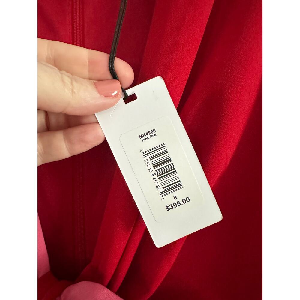 ONE33 SOCIAL Colorblock Cutout Bow-Front Gown Dress Red Pink - Sz 8 - NWT - Picture 5 of 5